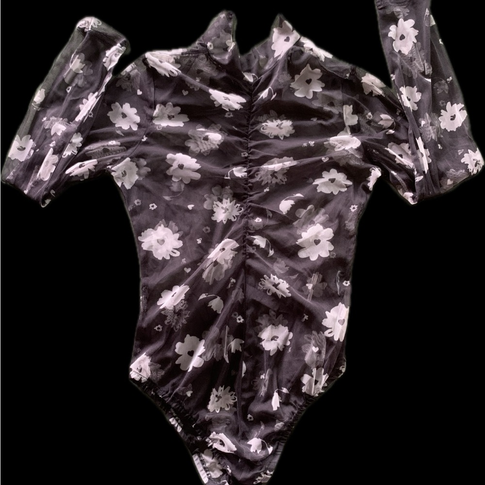 Floral Black and White Bodysuit